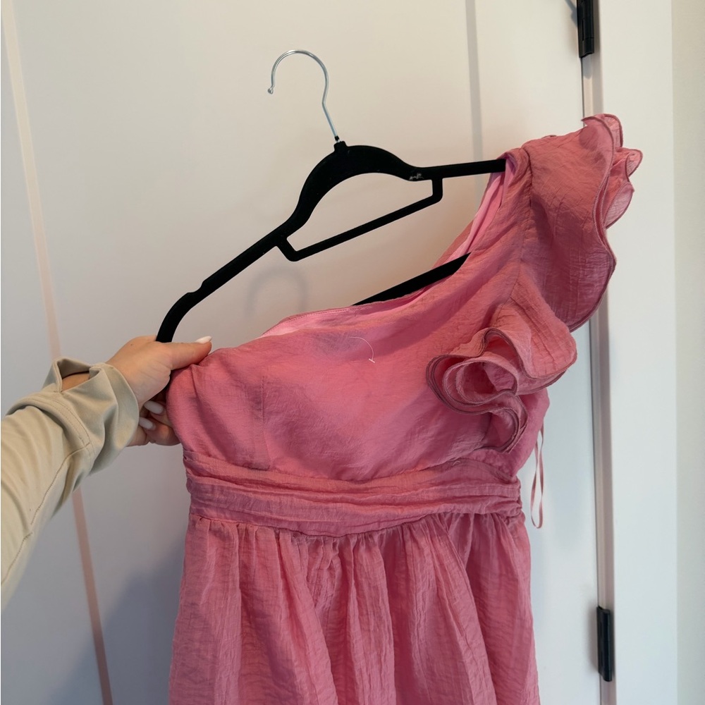 Hello Molly One-Shoulder Pink Dress - Picture 3 of 8